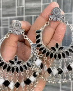 Black& White Meenakari Oxidised Earring