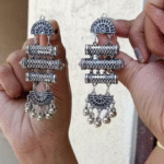 oxidized silver plated earring for woman | long earring | jumki earring | silver plated earring | artificial earring for woman