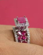 RBM INTERNATIONAL Solitaire Crystal Silver Plated American Diamond AD Rings for Women, Girls (Silver) Brass Zircon Sterling Silver Plated Ring