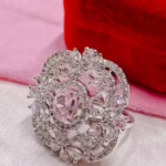 Rhodium plated AD Stone adjustable ring