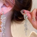 AD Stone Zircon Long Earrings For Women Girls Korean Earring Fashion Earring Light Weight Shiny Party Wear Earrings