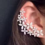 AD Silver Toned Earrings |AD Silver Plated Earcuffs