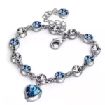 Latest Rhodium Plated Antique luxury style Blue charm Bracelet for Girls