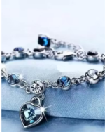 Latest Rhodium Plated Antique luxury style Blue charm Bracelet for Girls - Image 2