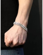 Mc Stan bracelet for men Cuban Link Chain Silver Bracelet for boys Women girls gents Bracelets Iced Cubic Zirconia Stone chain Bracelets Stainless Steel Ice Stylish Rapper M506