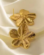 Korean Earrings Non Fading Waterproof Stainless Steel Floral Flower Earrings - Image 3