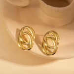 Gold-Plated Anti Tarnish Stainless Steel Contemporary Drop Earrings