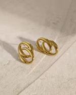 Gold-Plated Anti Tarnish Stainless Steel Contemporary Drop Earrings - Image 3