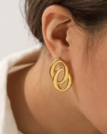 Gold-Plated Anti Tarnish Stainless Steel Contemporary Drop Earrings - Image 2