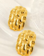 Korean Earrings For Women Girls Anti Tarnish Earrings Non Fading Waterproof 18K Gold Plated Stainless Steel Chunky Stud Earring - Image 3