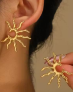 Stainless Steel Earrings Beautifully Unique and Individual Designs Blazing Sun Sculpted Earrings For Women - Image 2