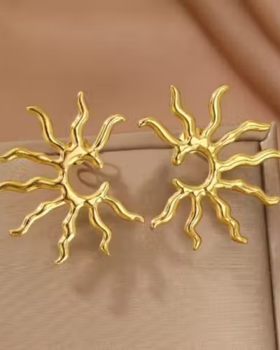 Untitled design - 2025-12-30T225529.675 Stainless Steel Earrings Beautifully Unique and Individual Designs Blazing Sun Sculpted Earrings For Women - Image 1