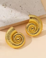 Gold Spiral Earrings Korean Earrings Anti Tarnish Earrings Non Fading Waterproof Stainless Steel Earrings - Image 3
