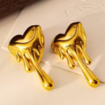 18K Gold Plated Anti Tarnish Earrings Non Fading Waterproof Stainless Steel Korean Earrings Melting Heart Earrings