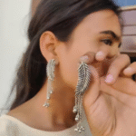 Stylish oxidized silver plated earring for woman