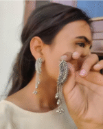 Stylish oxidized silver plated earring for woman