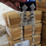 Bahubali Silver Plated earrings for girls and women | oxidise earrings with chain | chain earrings |