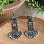 Ethnic Stone Earrings | Oxidized Stone Earrings |Stone Earrings for Girls & Women| Pair of Stone Studs | Premium Quality Brass Stone Studs | Pair of Stone Earring by Creative Alankar