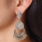 Elegant Flower Dangler Earrings | German Silver Best Floral Art Jewelry