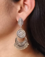 Elegant Flower Dangler Earrings | German Silver Best Floral Art Jewelry