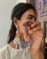 Latest stylish mogra shell silver oxidized earrings for women girl
