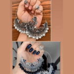 Ethnic jewllery,Combo 2 Pack Premium Oxidised Silver Hoop Earrings with Dual Beaded Design