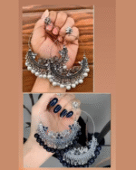 Ethnic jewllery,Combo 2 Pack Premium Oxidised Silver Hoop Earrings with Dual Beaded Design