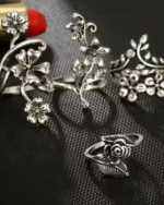 Galaxy Jewellery For Women Silver Plated Floral Contemporary Stackable Rings Set of 4