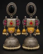 Premium Oxidized Silver Jhumka Earrings for Women | Traditional Temple Jewelry | Pearl & Stone Studded Ethnic Earrings | Wedding & Festive Wear