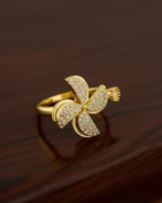 Rotating Cubic Zirconia Studded Adjustable Gold-Plated Spinner Ring For Women And Girls - Image 2