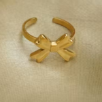 Anti tarnish water proof adjustable bow ring for women and girls