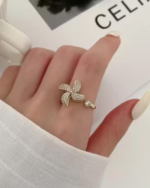 Rotating Cubic Zirconia Studded Adjustable Gold-Plated Spinner Ring For Women And Girls - Image 3