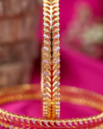 Premium 18K Gold Plated Anti-Tarnish Bangles | Designer Bangle Set of 2 for Women & Girls