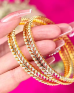 Premium 18K Gold Plated Anti-Tarnish Bangles | Designer Bangle Set of 2 for Women & Girls - Image 3