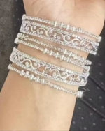 American Diamond Silver Plated Brass Bangle Set - Image 2