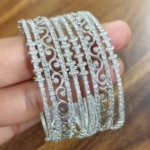 American Diamond Silver Plated Brass Bangle Set