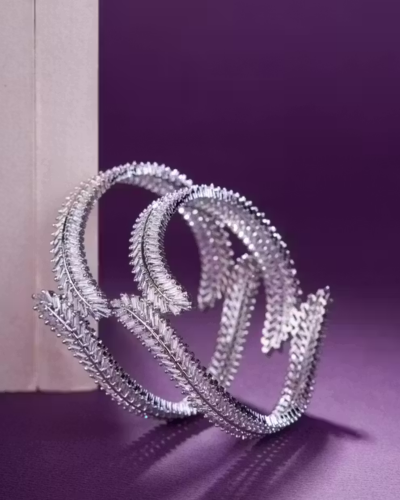 Untitled design - 2026-01-08T213859.435 Cascading Twilight Rhodium Bangles (Pack of 2) - Image 1