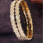 Micro Gold American Diamond Brass Stone Bangle Set
