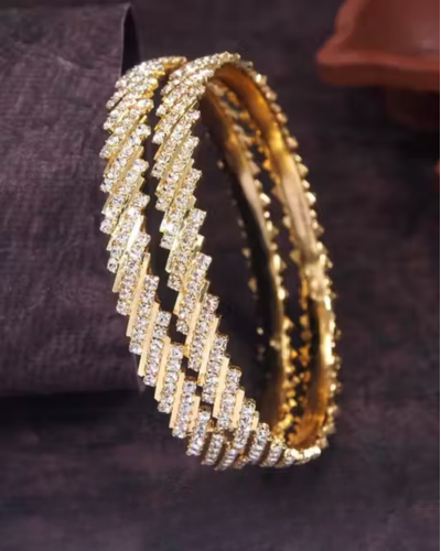 Untitled design - 2026-01-08T220526.004 Micro Gold American Diamond Brass Stone Bangle Set - Image 1