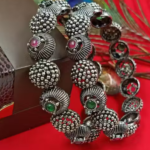 Govindam Black Button Oxidized Finished Bangle Set (Pack of 2)