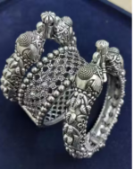 German silver openable bangles set in a stylish 3-piece combo, perfect for adding elegance to any traditional or casual outfit. - Image 2