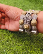 Dual-tone brass bangle combo crafted to offer a perfect blend of elegance and traditional charm. - Image 2