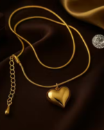 Golden Heart Pendant Necklace for Women & Girls | Elegant Love Locket Chain | Stylish Party Wear Jewelry - Image 2