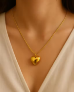 Golden Heart Pendant Necklace for Women & Girls | Elegant Love Locket Chain | Stylish Party Wear Jewelry - Image 3