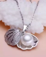 Korean trendy beautiful princess silver shell anti tarnish white pearl pendant girls and women