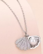 Korean trendy beautiful princess silver shell anti tarnish white pearl pendant girls and women - Image 3
