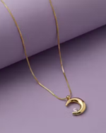 Gold Plated Shimmering Moon Pendant Necklace for Women & Girls - Image 2