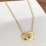 Gold-plated contemporary Anti Tarnish Heart pendants with chain