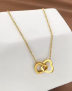 Gold-plated contemporary Anti Tarnish Heart pendants with chain