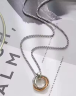 Stylish Trending Hot Lnrueg Ring Pendant Necklace – Casual Fashion Triple Circle Charm Necklace for Men & Women - Image 2